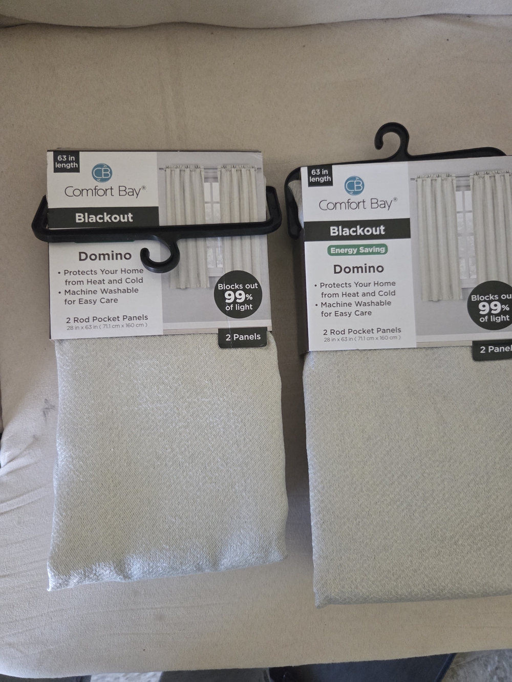 Comfort Bay Domino Blackout Rod Pocket Panels — Light Cream Textured (2-Pack)